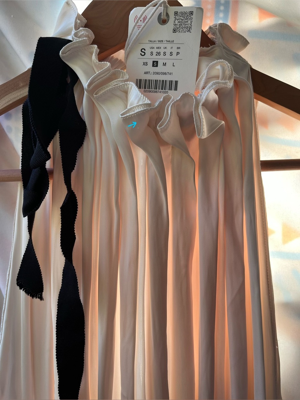 Zara Bestseller Satin Ribbon Jumpsuit Wide Leg Halter Wrinkl Fabrc Detail White - Picture 15 of 16